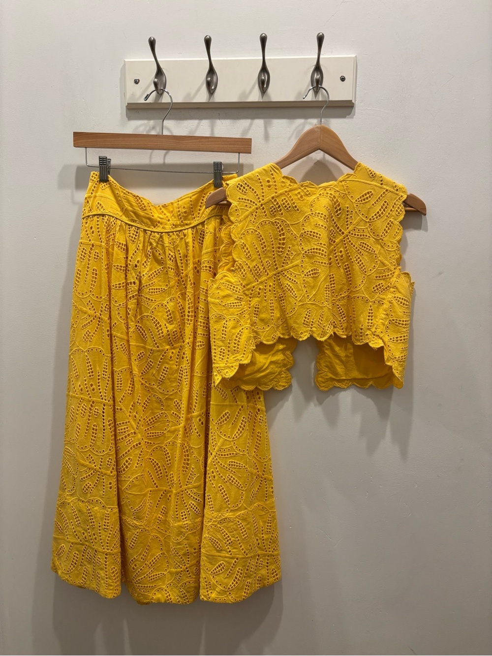 FARM Rio Yellow Eyelet Midi Skirt with Matching tank - Picture 3 of 7